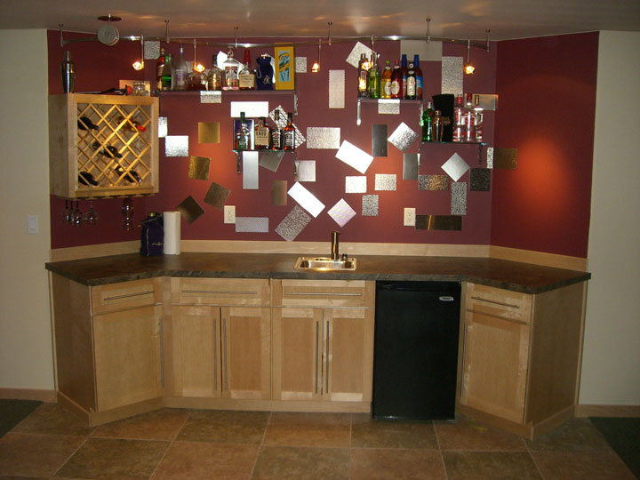 Wet Bar with Stainless Wall Art